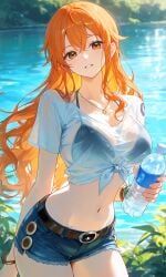 nami_(one_piece), one_piece, 1girl, 1girls, bag