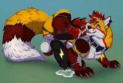 foxlightning, re-re, 4_toes, after_transformation, animal_genitalia