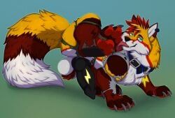 foxlightning, re-re, 4_toes, after_transformation, animal_genitalia