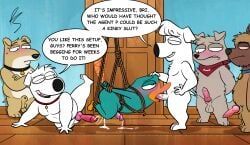 brian_griffin, bullet_(paradise_pd), jasper_(family_guy), new_brian, perry_the_platypus
