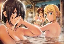 historia_reiss, mikasa_ackerman, sasha_braus, attack_on_titan, shingeki_no_kyojin