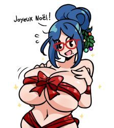 margaux_(murgoten), christmas, murgoten, 1girls, beauty_mark