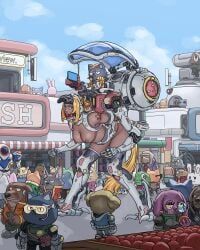 marbus1000, 1girls, arms_behind_back, ball_gag, blonde_female