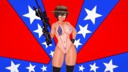 rokmc_chan, gerwazy, abs, american_flag_bikini, belly