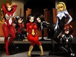 anya_corazon, cindy_moon, gwen_stacy, jessica_drew, mayday_parker