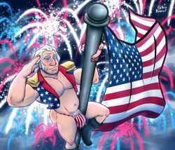 george_washington, stevekeenell, 1boy, abs, american_flag