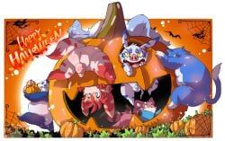 halloween, holidays, chibineco, 2_tails, 3_toes