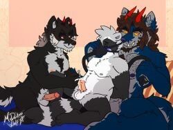 mrdarknesswolf_(character), mythology, anthro, balls, bodily_fluids