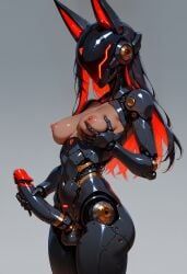 gerumusi, 1futa, 1girl, balls, black_hair