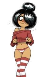maya_schoppenboer, ongezellig, 1girls, black_hair, blush