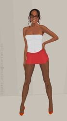 sagitarius, ebony, glasses, miniskirt, piercing