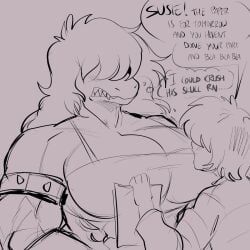 kris_(deltarune), susie_(deltarune), thedarkzircon, angry, big_muscles