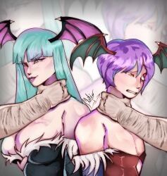 lilith_aensland, morrigan_aensland, darkstalkers, mantislord, 2girls