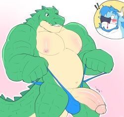 anime_nosebleed, anthro, areola, biceps, big_penis