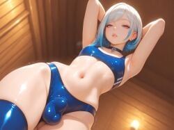 pandora, 1boy, 1femboy, armpits, arms_behind_head