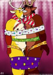 whitecolt_productions, animal_genitalia, anthro, antlers, balls