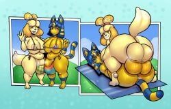 ankha, ankha_(animal_crossing), isabelle_(animal_crossing), animal_crossing, nintendo