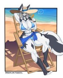 tianiseul, anthro, beach, bedroom_eyes, bikini