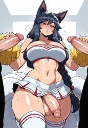 ahri, ahri_(league_of_legends), jennieart02, 1girl, 2boys