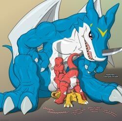 agumon, digimon_(species), exveemon, guilmon, bandai_namco