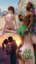 carl_johnson, kasumi_(doa), dead_or_alive, grand_theft_auto, grand_theft_auto:_san_andreas