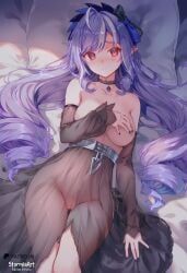 vivian_(zenless_zone_zero), zenless_zone_zero, stormiaart, 1girl, bed