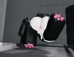 robloxian, roblox, 1boy, bell_collar, big_butt