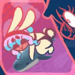 blahaj, vvaltzy, anthro, bunny_ears, bunny_girl