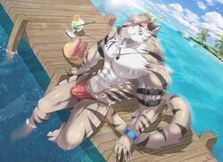 noraneko, anthro, armband, blue_eyes, blue_wristband