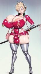 1futa, 1girl, beads_on_skin, big_ass, big_breasts