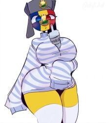 romania_(countryhumans), countryhumans, countryhumans_girl, kak0yt0_chel_style, shirt
