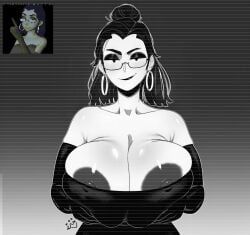 endacopia, kokenaart, 1girl, areola_slip, armwear