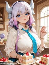 kanna_kamui, miss_kobayashi's_dragon_maid, strawberry_shortcake, arlequin097, 1girl