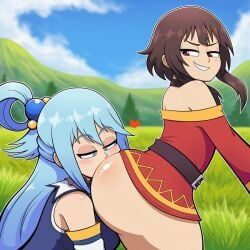 aqua_(konosuba), megumin, kono_subarashii_sekai_ni_shukufuku_wo!, konosuba, 2girls