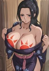 nico_robin, one_piece, 1girls, big_breasts, black_hair