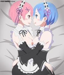 ram_(re:zero), rem_(re:zero), re:zero_kara_hajimeru_isekai_seikatsu, white_fox_(studio), kurigami