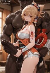 yoimiya_(genshin_impact), genshin_impact, vantawaifu, 1boy, 1girl