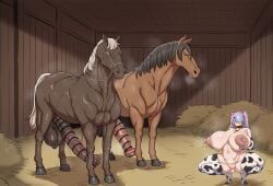 original_character, original, corinna21210534, 1girls, 2horses