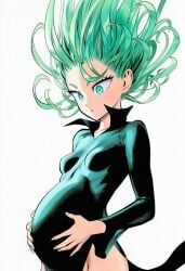 tatsumaki, one-punch_man, 1girls, :o, big_belly