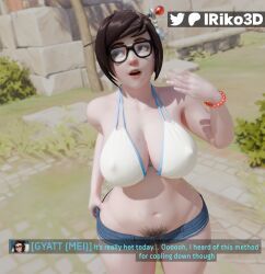 mei_(overwatch), overwatch, lriko3d, 1girls, bikini_top