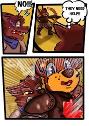 anthro, armor, bear, blood, bodily_fluids