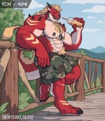 mythology, terrytease, abs, anthro, armpit_hair