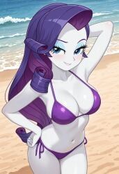 rarity_(eg), equestria_girls, 1girls, arms_behind_back, beach