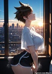 tracer_(overwatch), overwatch, miyuai, 1girl, bangs
