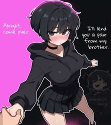 brat_girl_(a.mikusa), a.mikusa, 1girls, black_clothing, black_hair