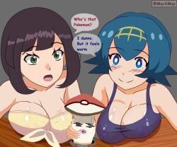 foongus, lana_(pokemon), selene_(pokemon), trial_captain, nintendo