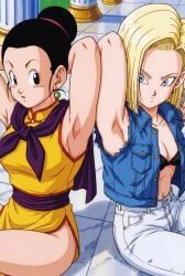 android_18, chichi, chichi_(majin_buu_saga), dragon_ball, dragon_ball_z