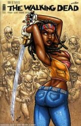 michonne_grimes, image_comics, the_walking_dead, garrett_blair, 1girls