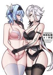 arlecchino_(genshin_impact), eula_(genshin_impact), genshin_impact, charlie_purrito, 2girls