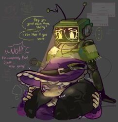 shellvision, shelly_(dandy's_world), vee_(dandy's_world), violet_caster_shelly, zapped_creation_vee
